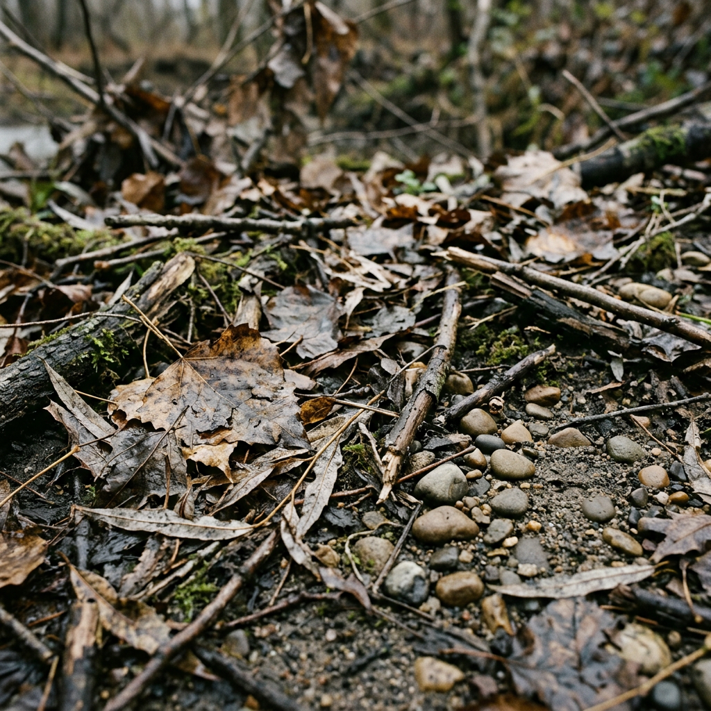 Cottonwood bottomland — what the ground looks like where Ovoid-Spore Psilocybe fruits