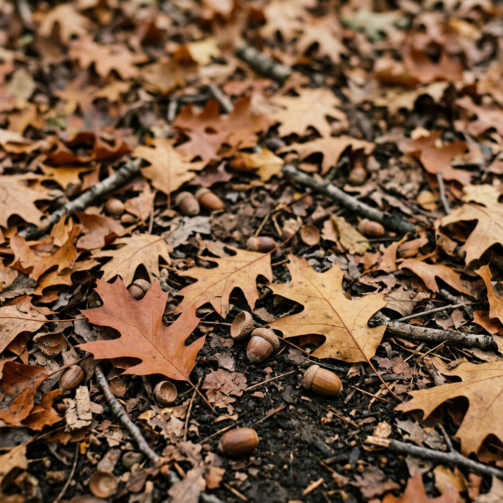Oak leaf litter — what the ground looks like where Beefsteak Polypore fruits