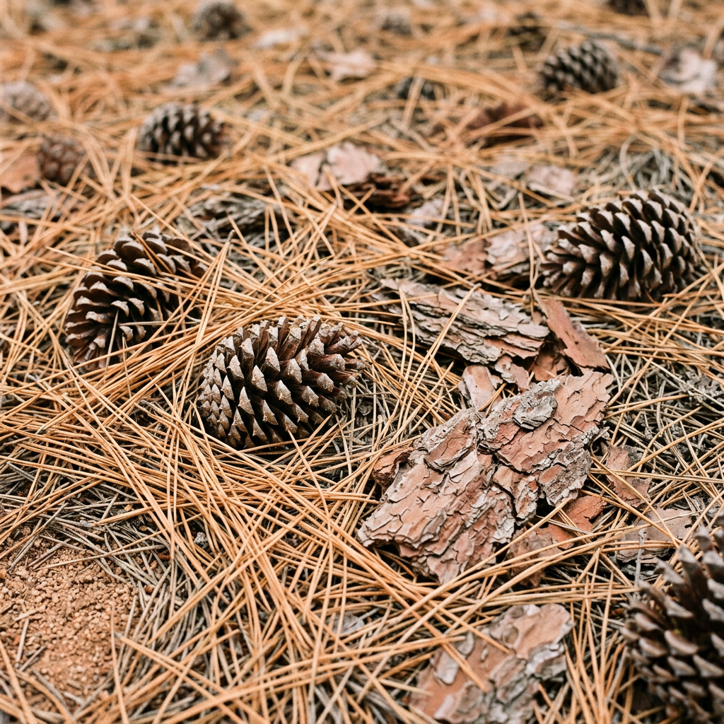 Ponderosa pine duff — what the ground looks like where Matsutake fruits