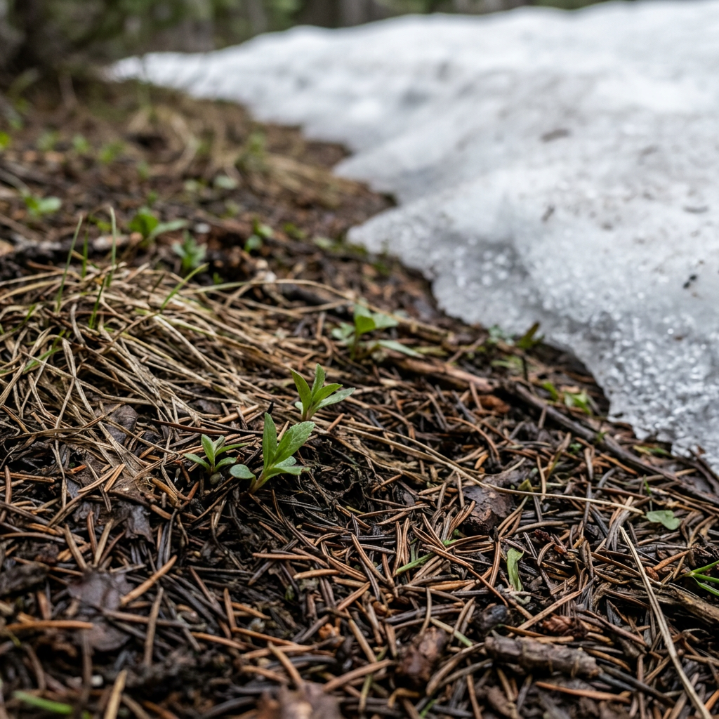 Subalpine snowmelt edge — what the ground looks like where Snowbank Mushroom fruits